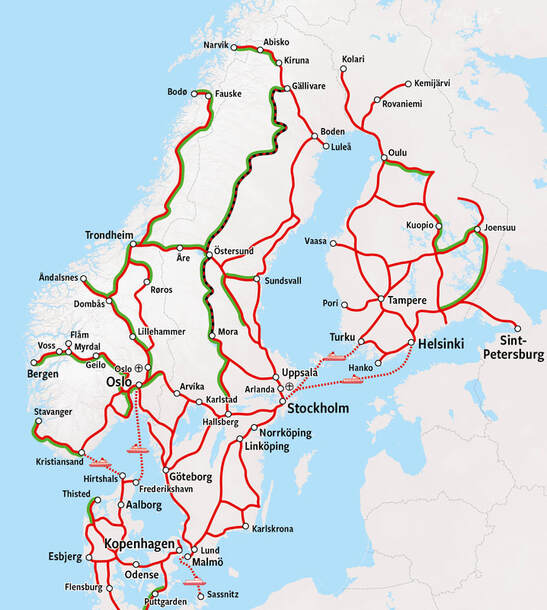 Mapa de Trenes de Noruega
