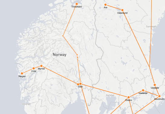 Rutas ferroviarias noruegas